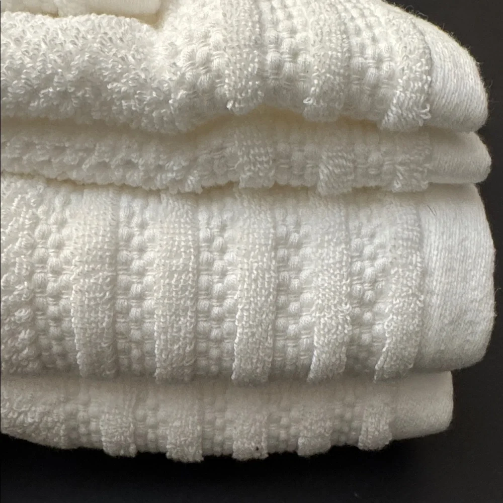 6pc TRULY LOU 100% Cotton Bath Towel Set - White/White